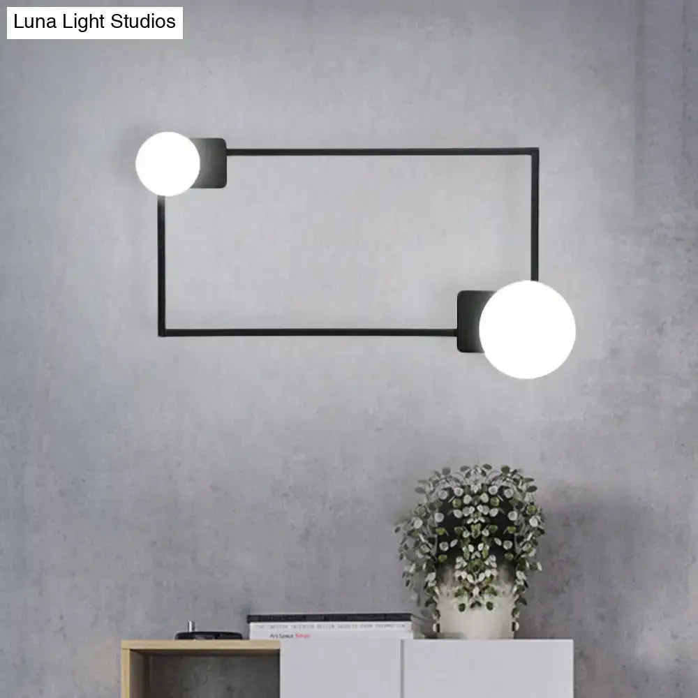 Black Rectangle Glass Globe Sconce