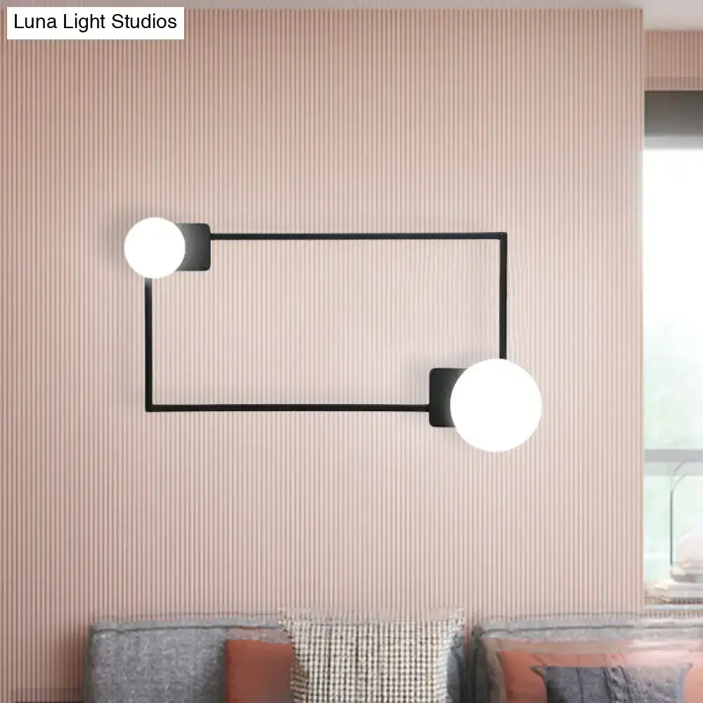Black Rectangle Glass Globe Sconce