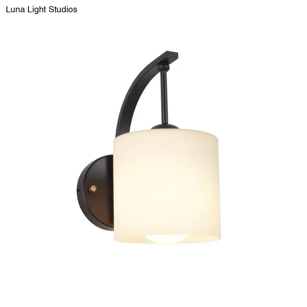 Black Cylindrical Opal Glass Sconce