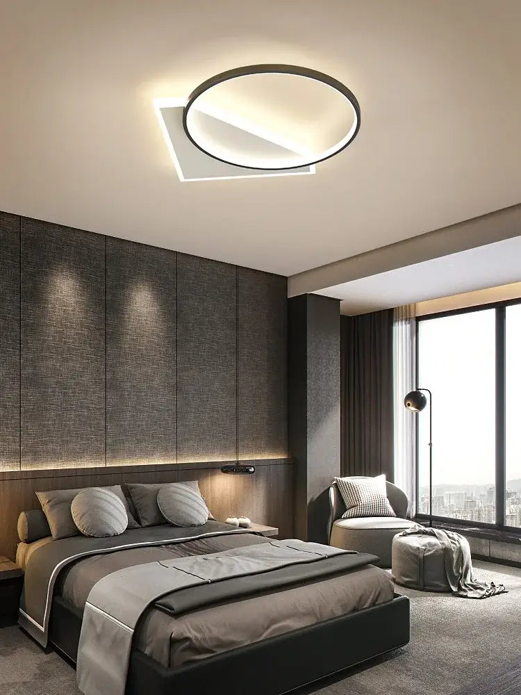 Black LED Geometric Bedroom Ceiling Lamp