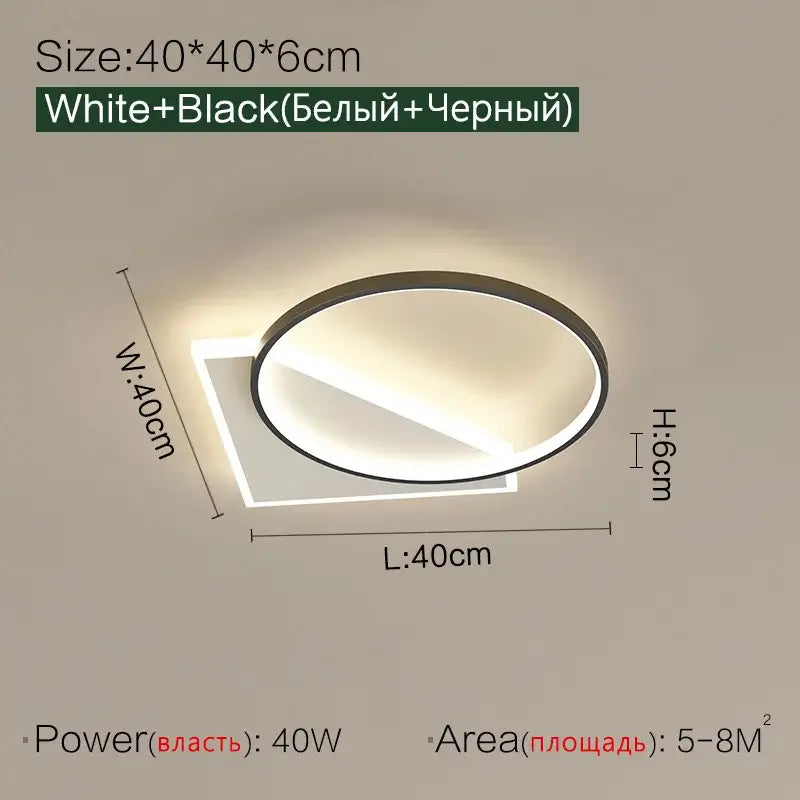 Black LED Geometric Bedroom Ceiling Lamp