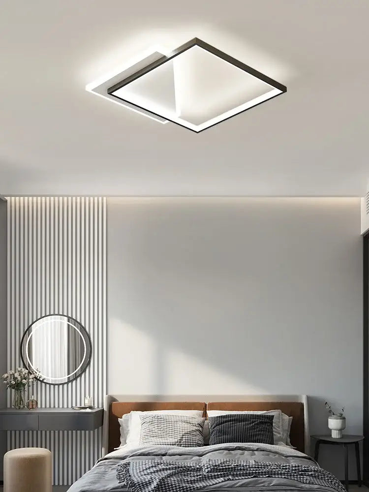 Black LED Geometric Bedroom Ceiling Lamp
