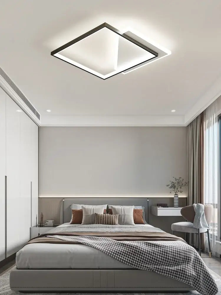 Black LED Geometric Bedroom Ceiling Lamp
