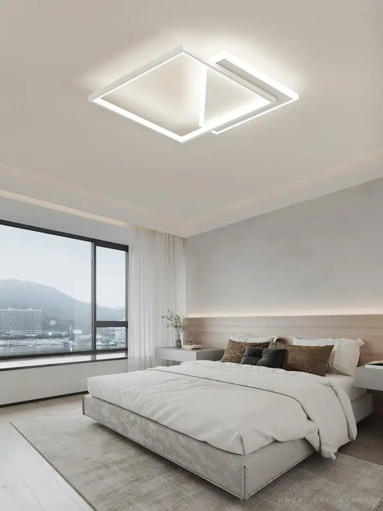Black LED Geometric Bedroom Ceiling Lamp