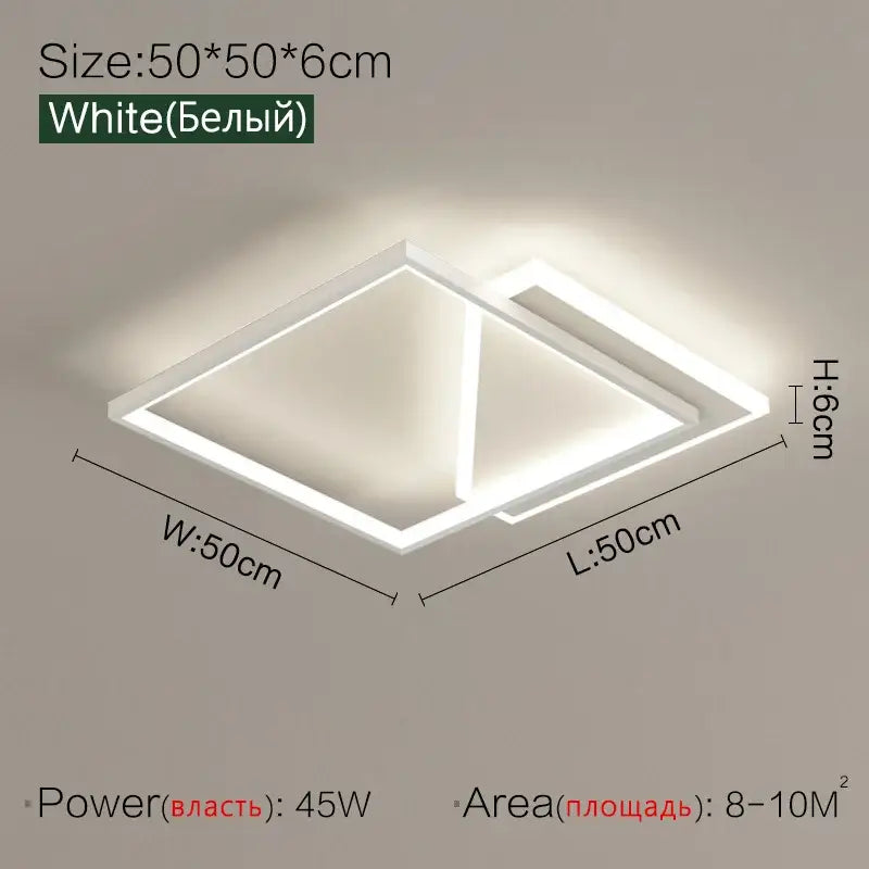 Black LED Geometric Bedroom Ceiling Lamp
