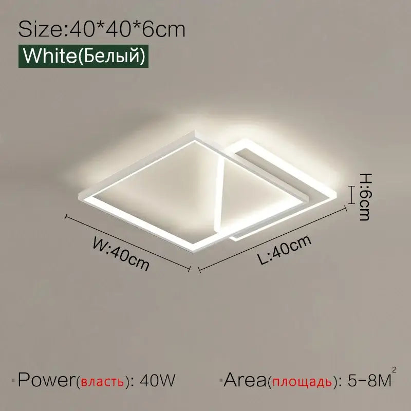 Black LED Geometric Bedroom Ceiling Lamp
