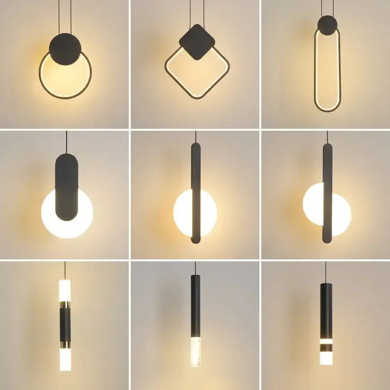 Black Geometric Living Room Pendant Light