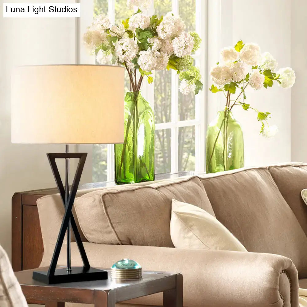Black Nightstand Drum Lamp