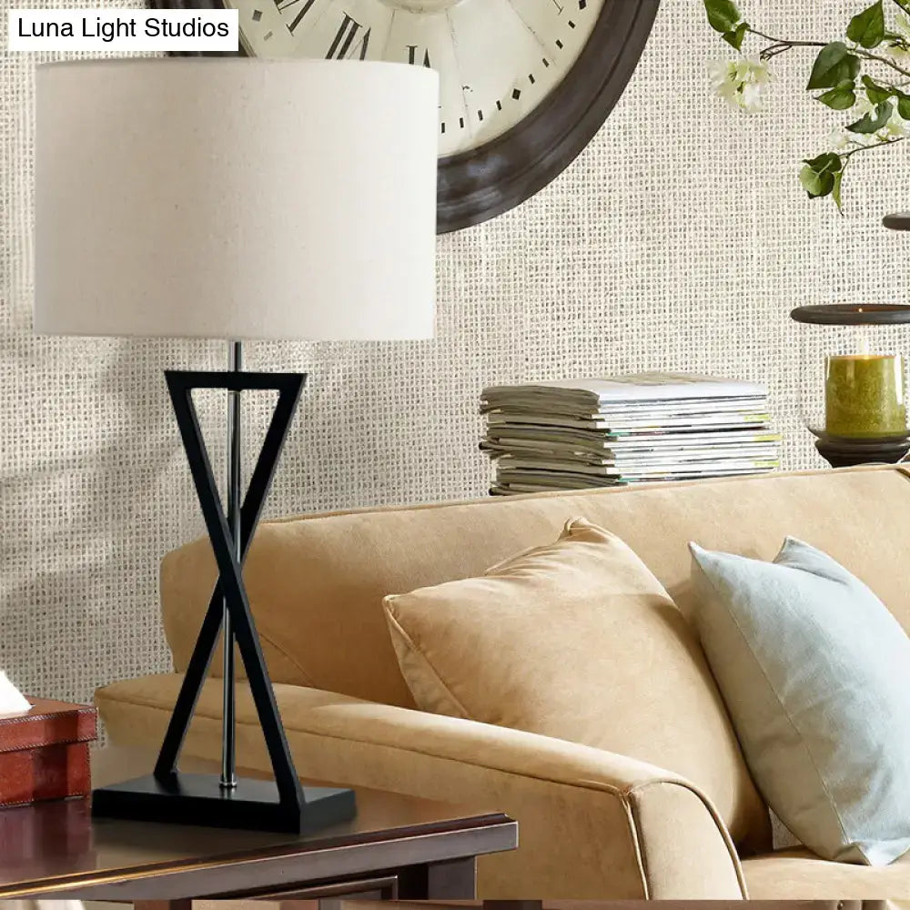 Black Nightstand Drum Lamp