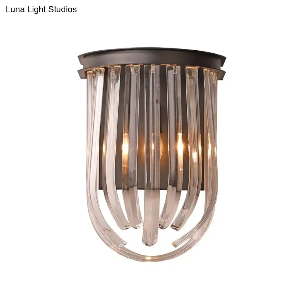 Black Glass Oval Wall Light Semi-Oval Shape