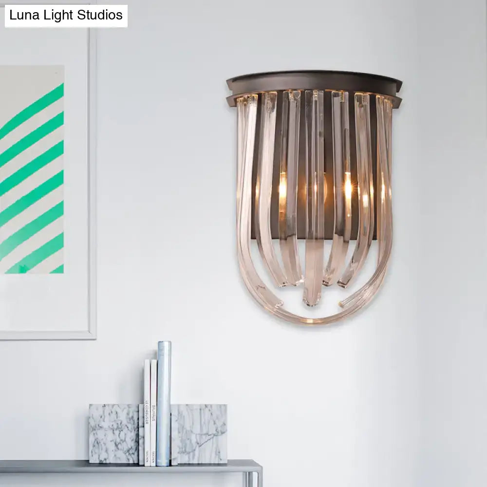 Black Glass Oval Wall Light Semi-Oval Shape