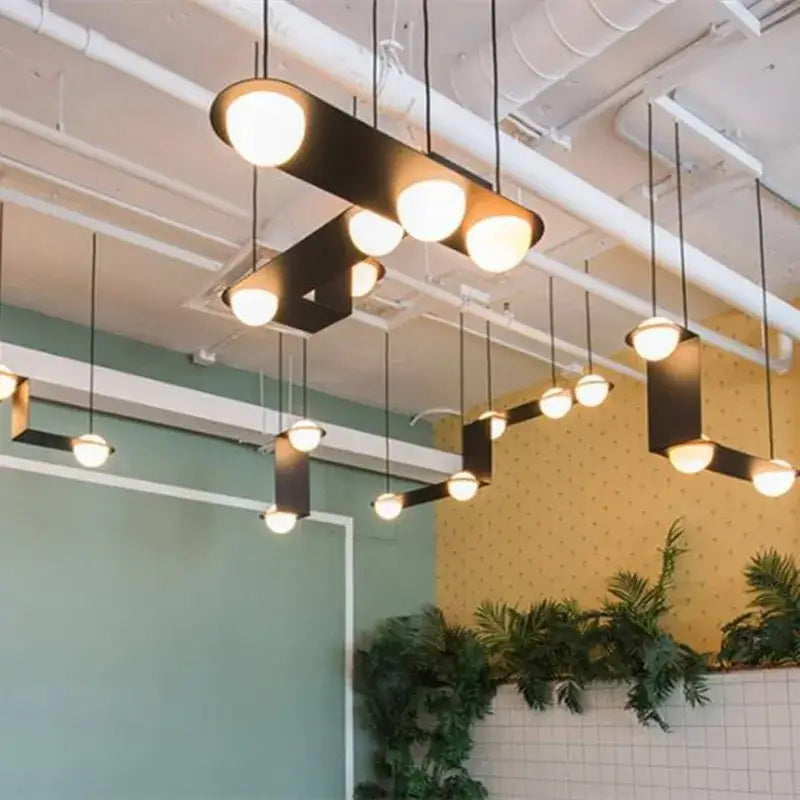 Black Geometric Glass Chandelier