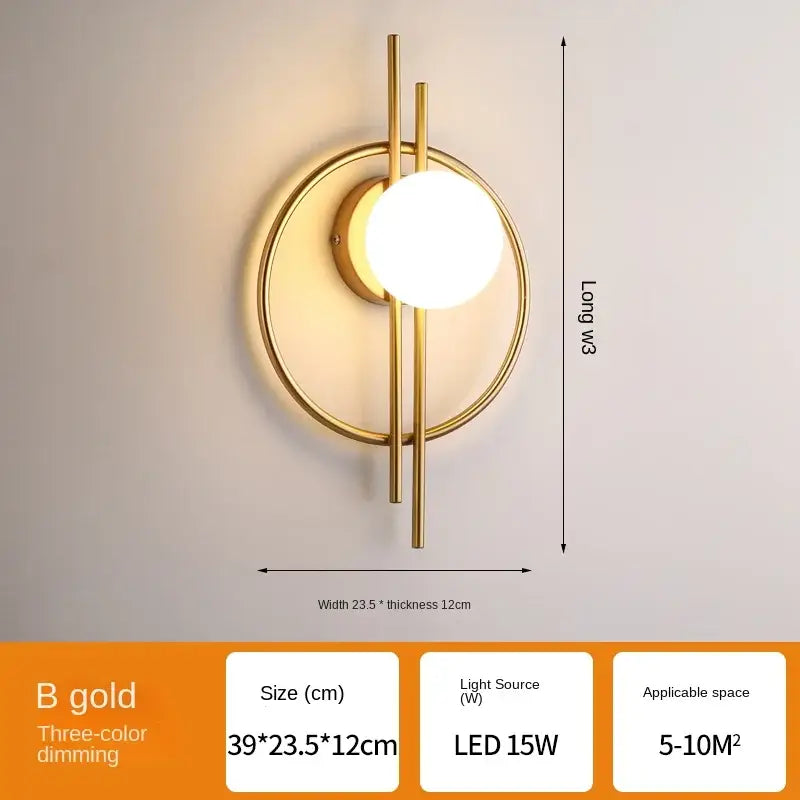 Black Glass Living Room Wall Lamp