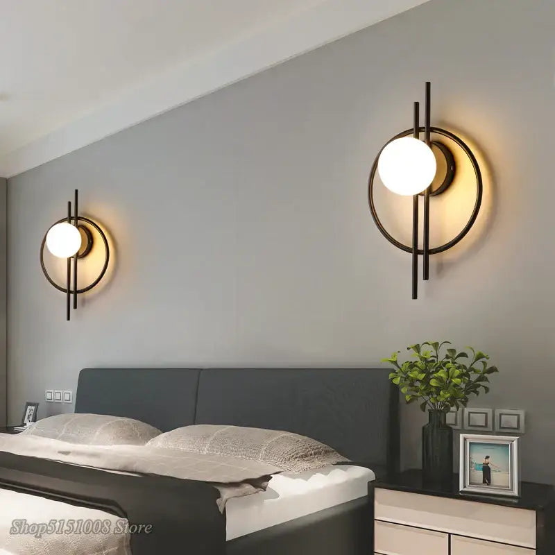 Black Glass Living Room Wall Lamp