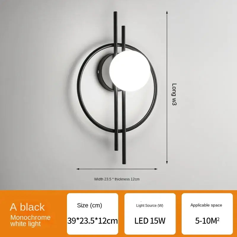 Black Glass Living Room Wall Lamp