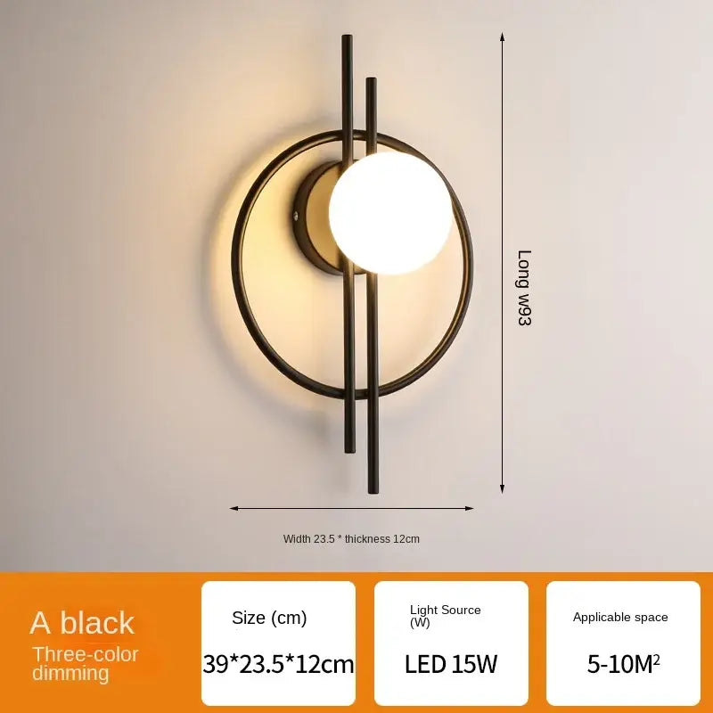 Black Glass Living Room Wall Lamp