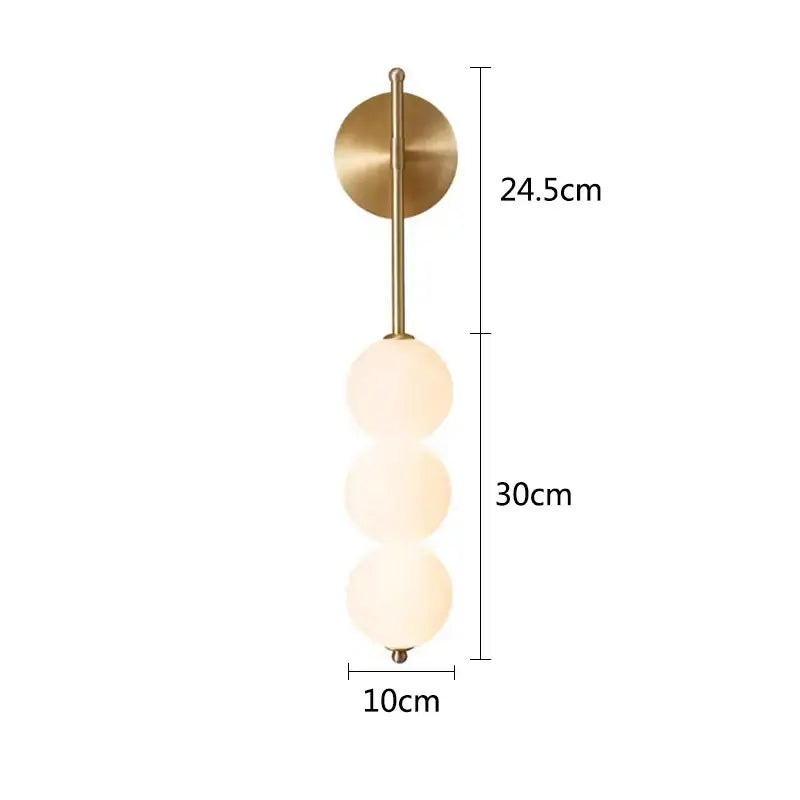 Gold Glass 4-Head Living Room Wall Sconce