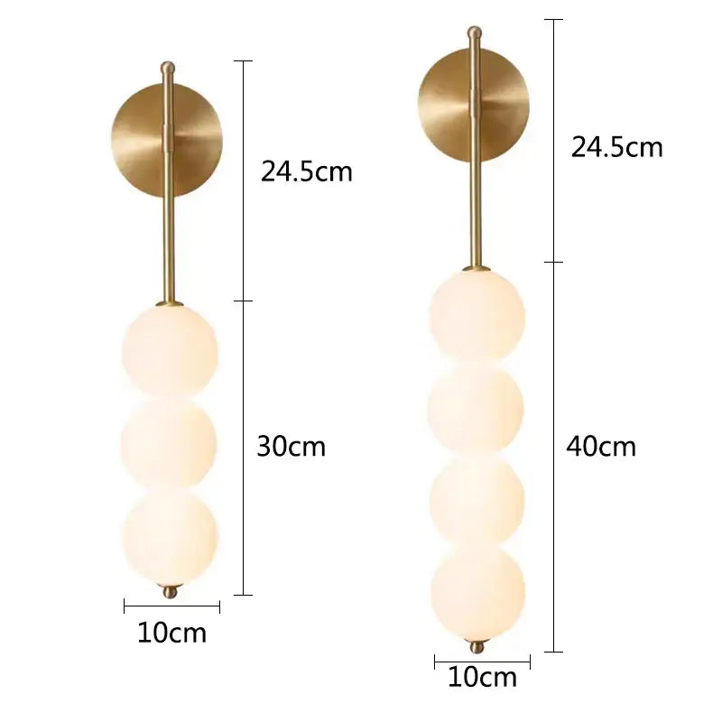 Gold Glass 4-Head Living Room Wall Sconce
