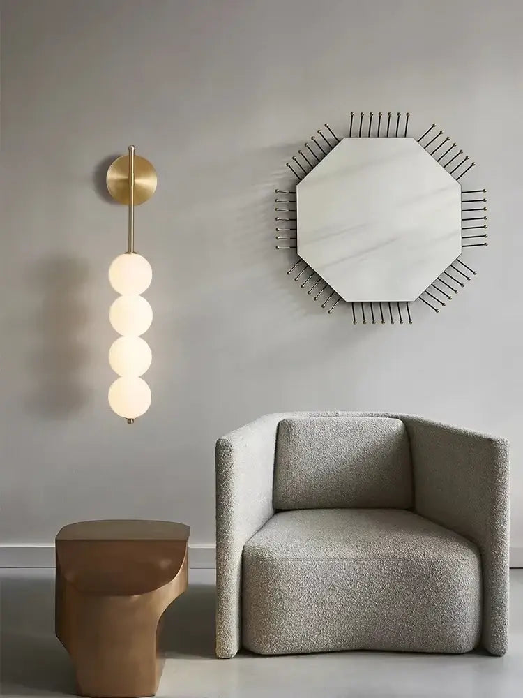 Gold Glass 4-Head Living Room Wall Sconce