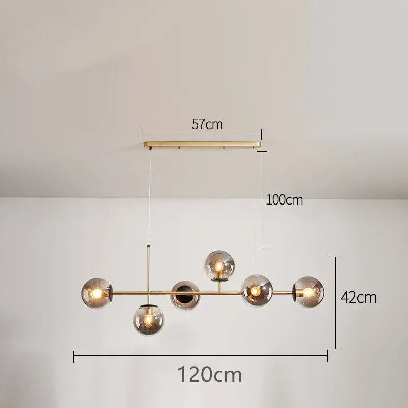 Black Glass Globe Dining Area Pendant Lamp