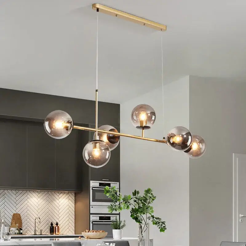 Black Glass Globe Dining Area Pendant Lamp