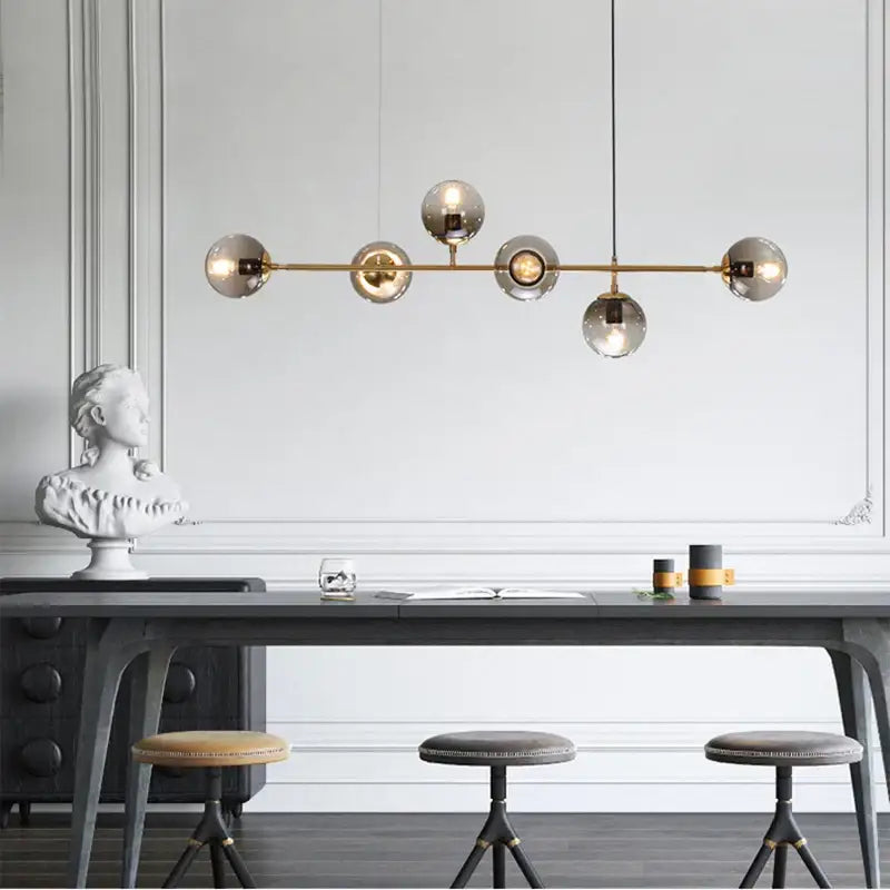Black Glass Globe Dining Area Pendant Lamp
