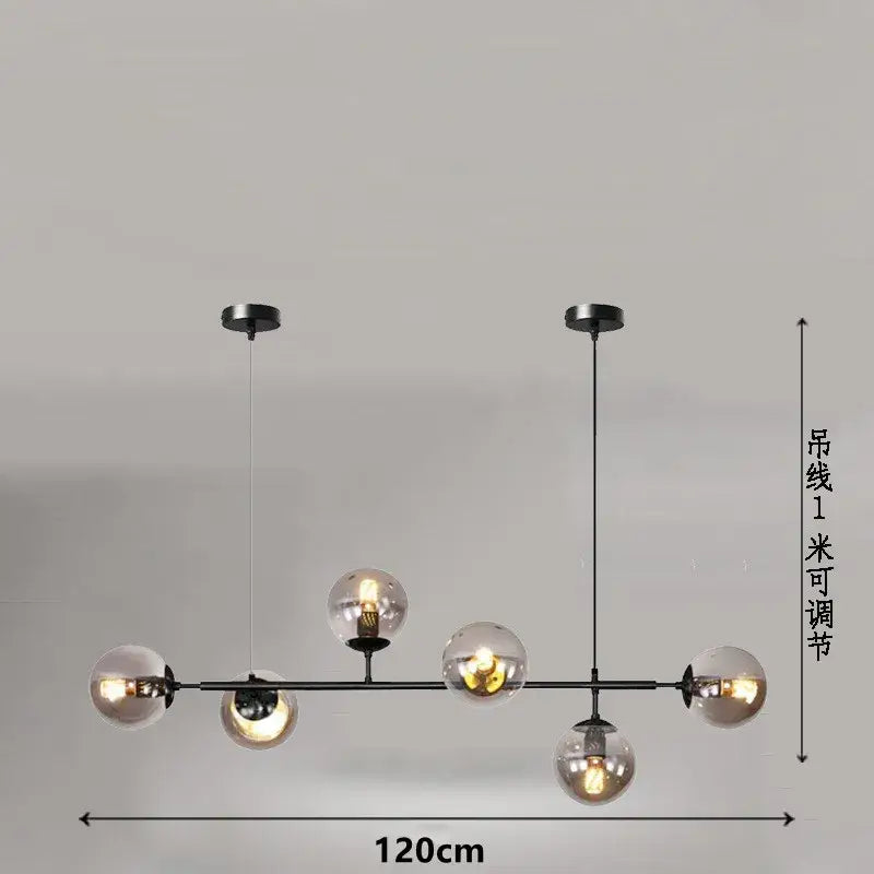 Black Glass Globe Dining Area Pendant Lamp