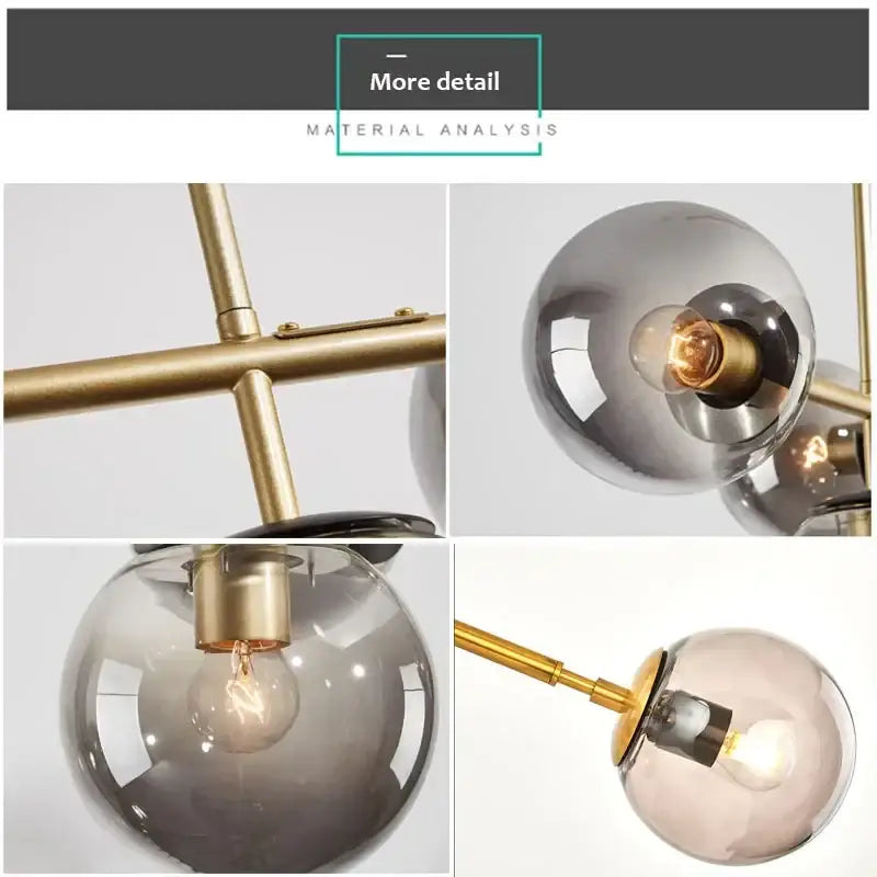 Black Glass LED Chandelier with Cold White Light