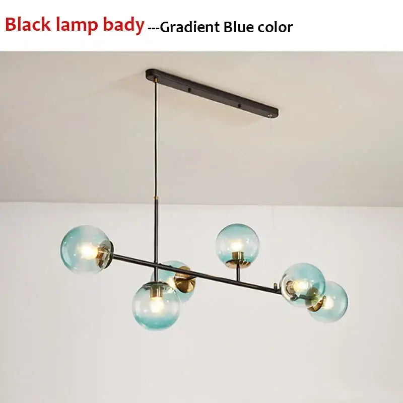Black Glass LED Chandelier with Cold White Light