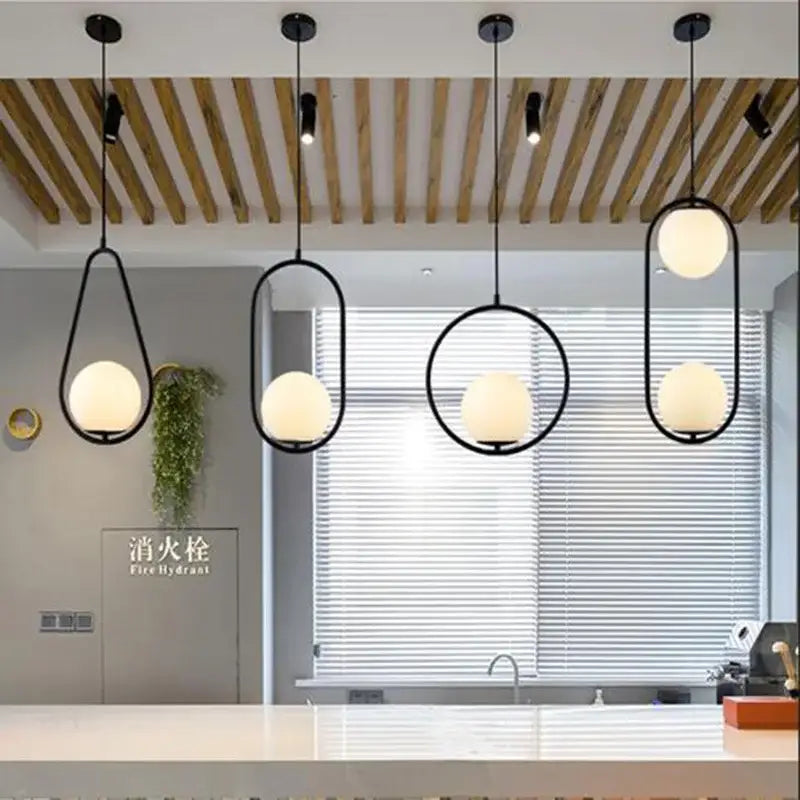 Black Glass Pendant Set of Four Nordic Design