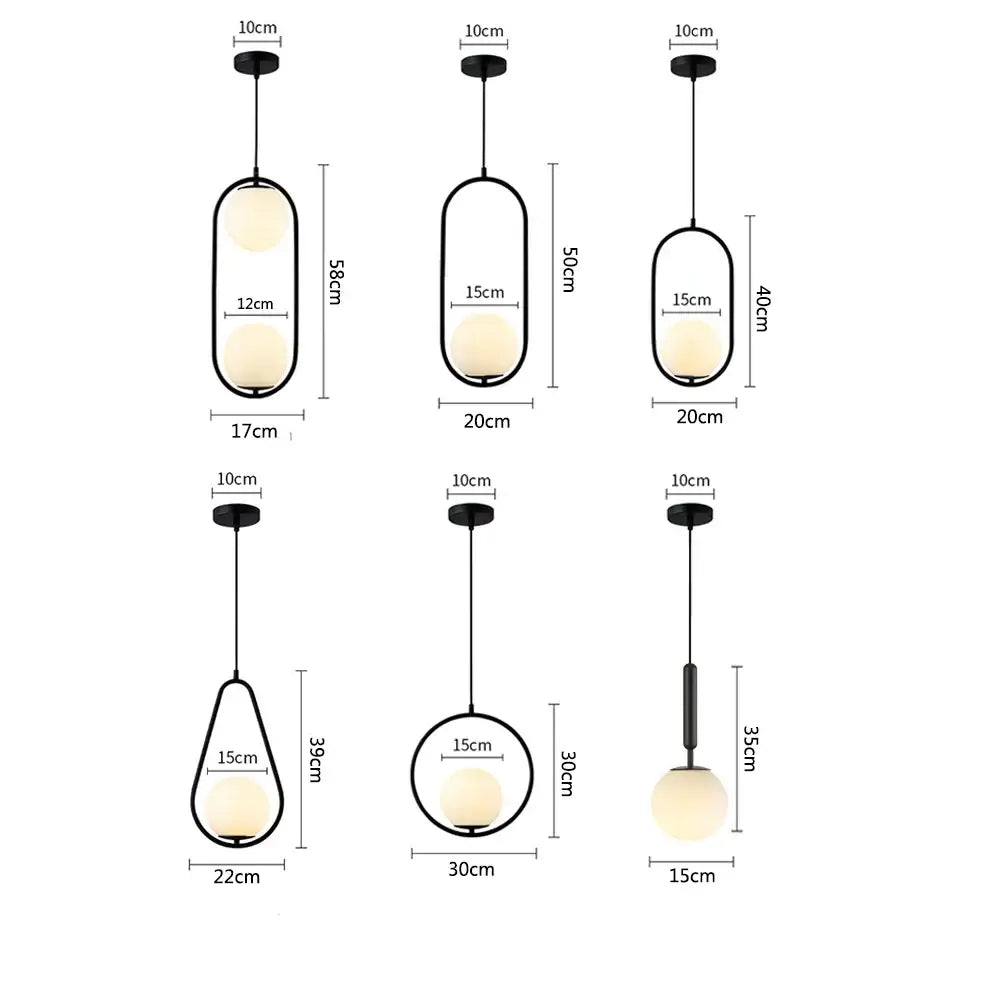 Black Glass Pendant Set of Four Nordic Design