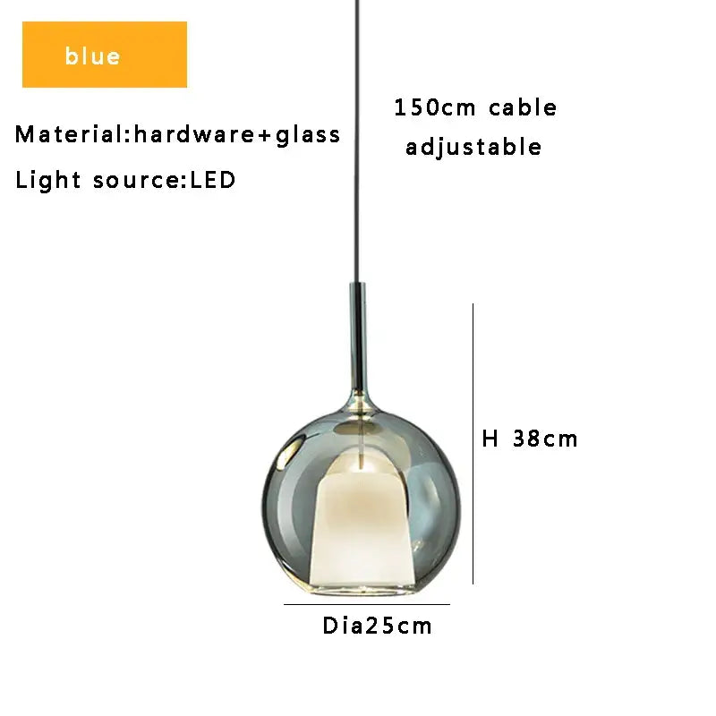 Chrome Glass Pendant Light for Kitchen Island