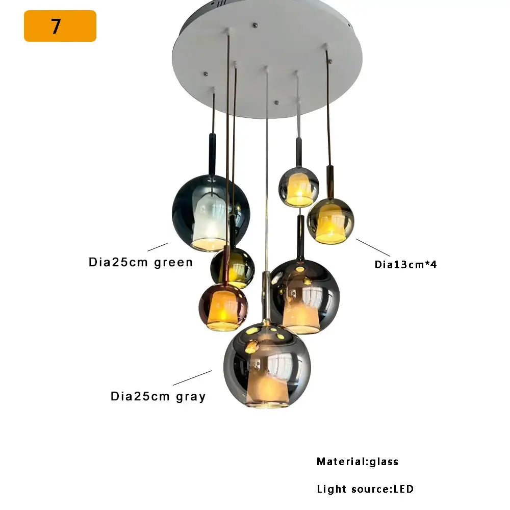 Chrome Glass Pendant Light for Kitchen Island