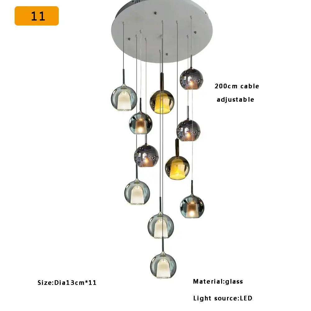 Chrome Glass Pendant Light for Kitchen Island