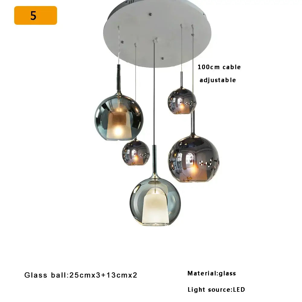 Chrome Glass Pendant Light for Kitchen Island