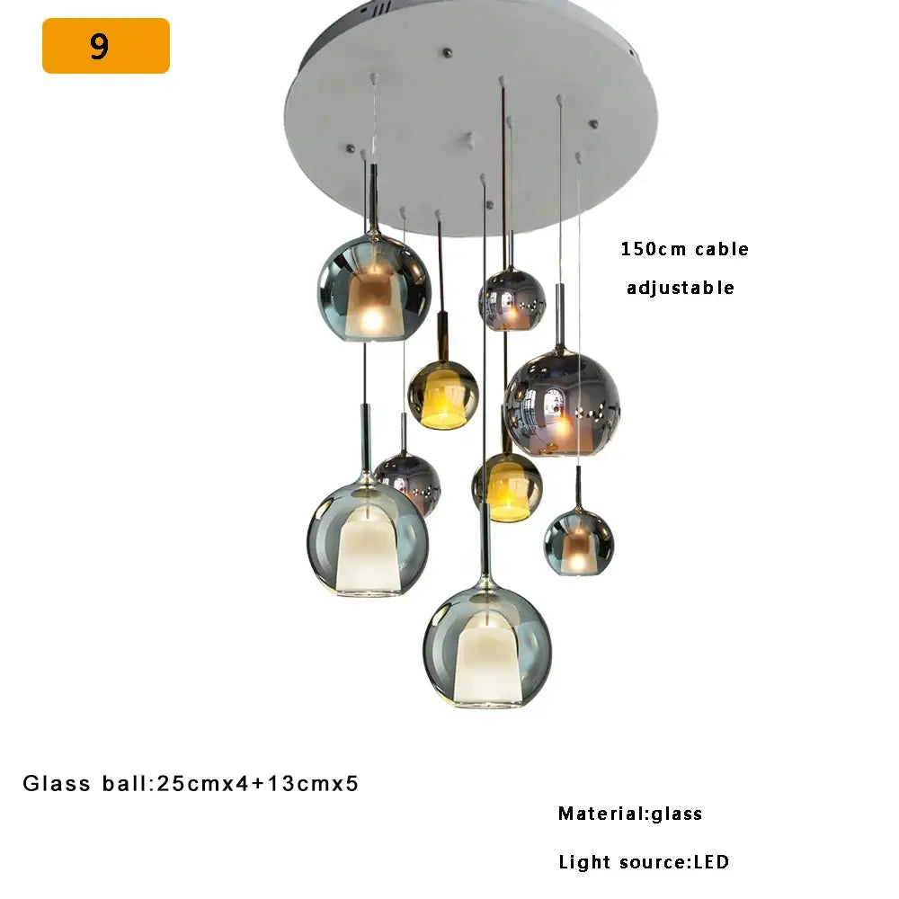 Chrome Glass Pendant Light for Kitchen Island