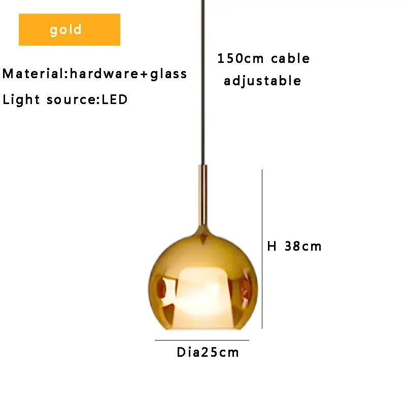 Chrome Glass Pendant Light for Kitchen Island