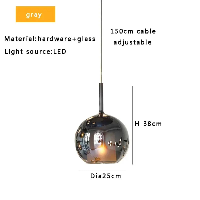 Chrome Glass Pendant Light for Kitchen Island