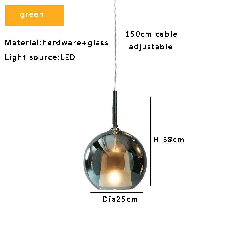Chrome Glass Pendant Light for Kitchen Island