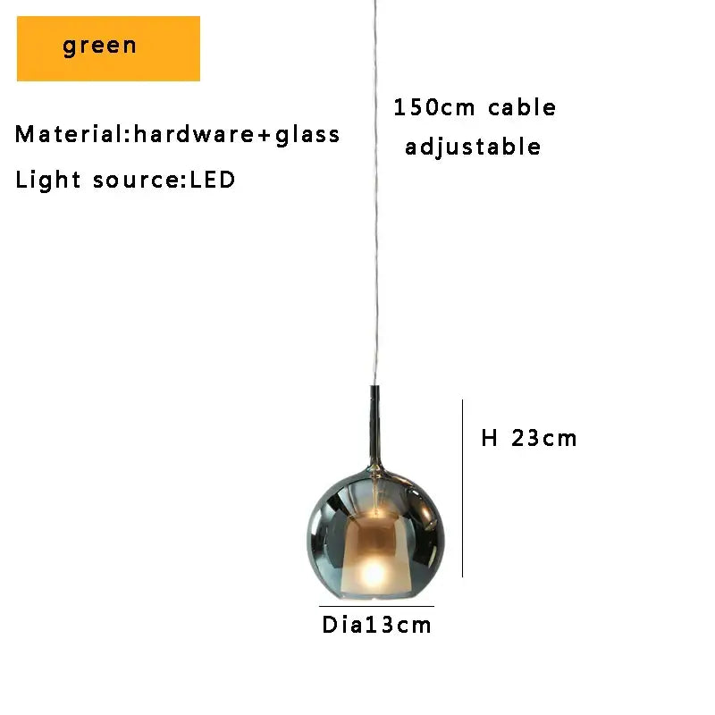 Chrome Glass Pendant Light for Kitchen Island