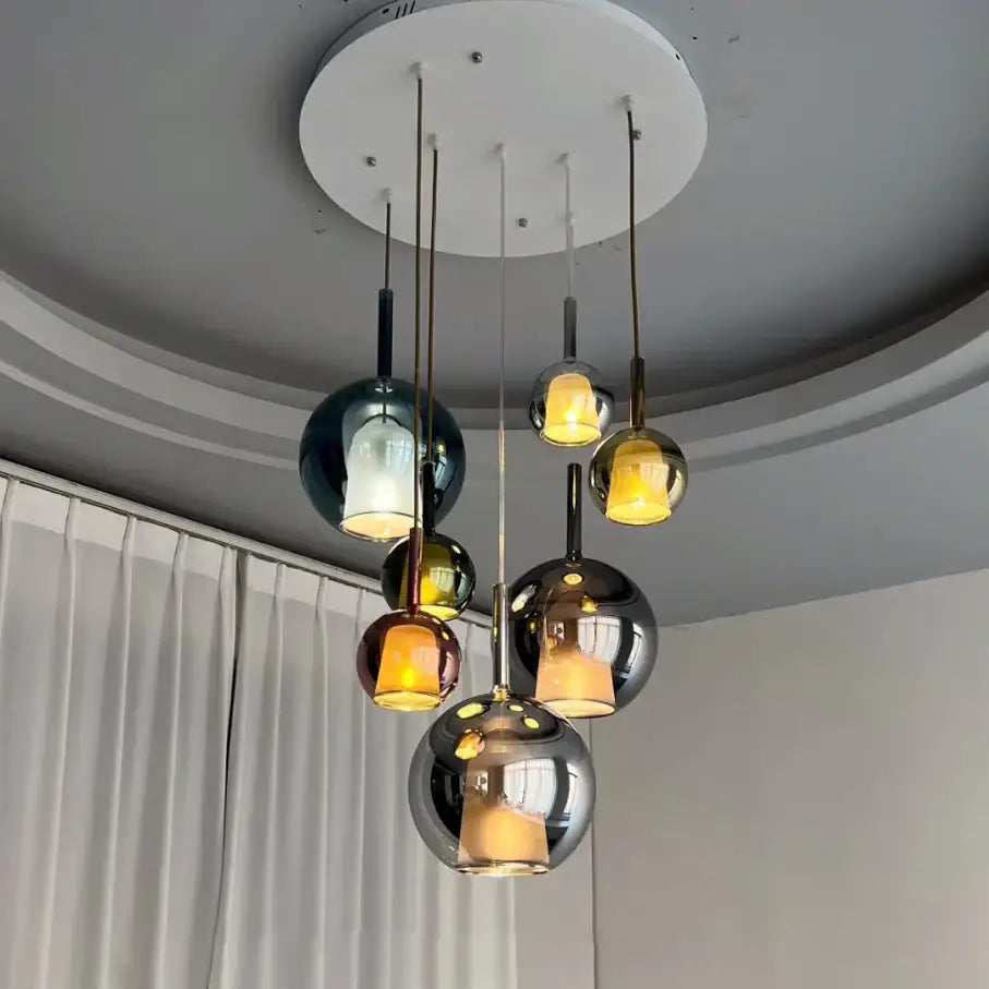 Chrome Glass Pendant Light for Kitchen Island