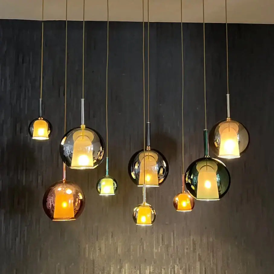 Chrome Glass Pendant Light for Kitchen Island
