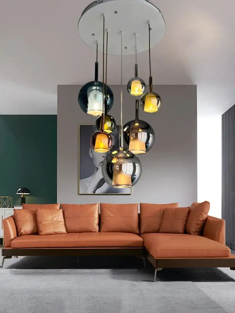 Chrome Glass Pendant Light for Kitchen Island