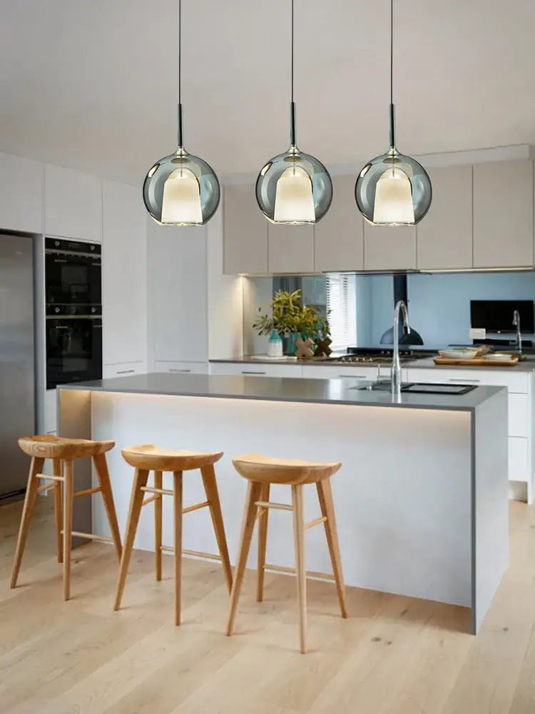 Chrome Glass Pendant Light for Kitchen Island