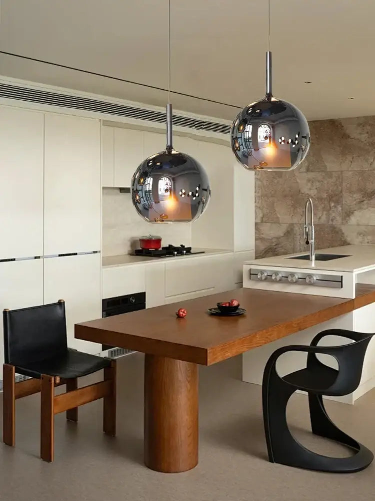 Chrome Glass Pendant Light for Kitchen Island
