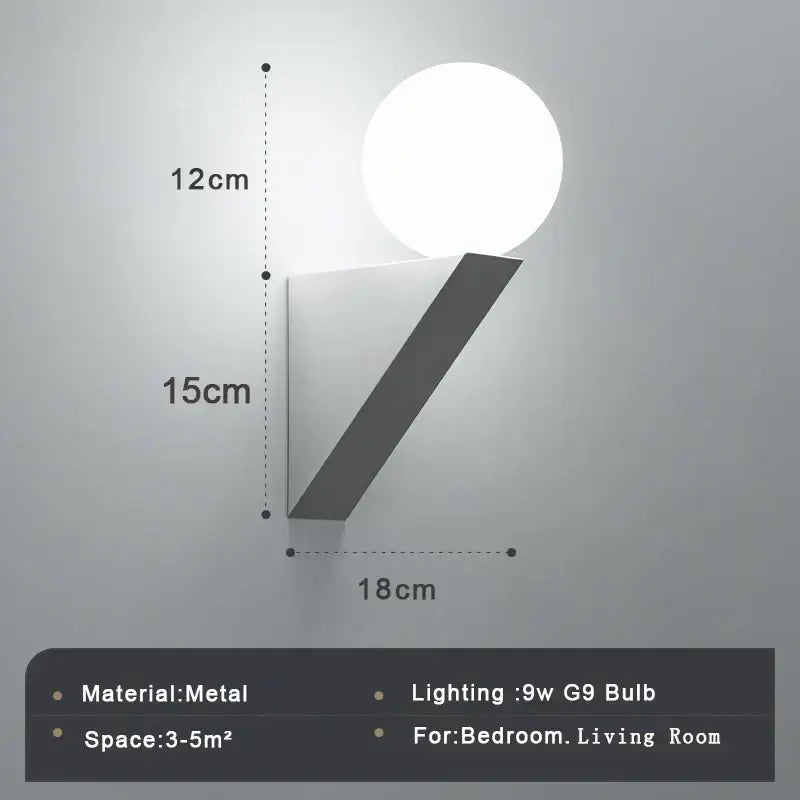 Black Glass Bedroom Wall Sconce