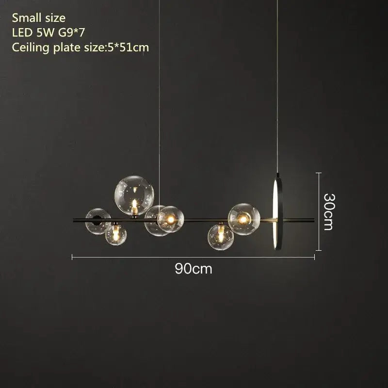Black Glass Ring Chandelier with Bubble Accents
