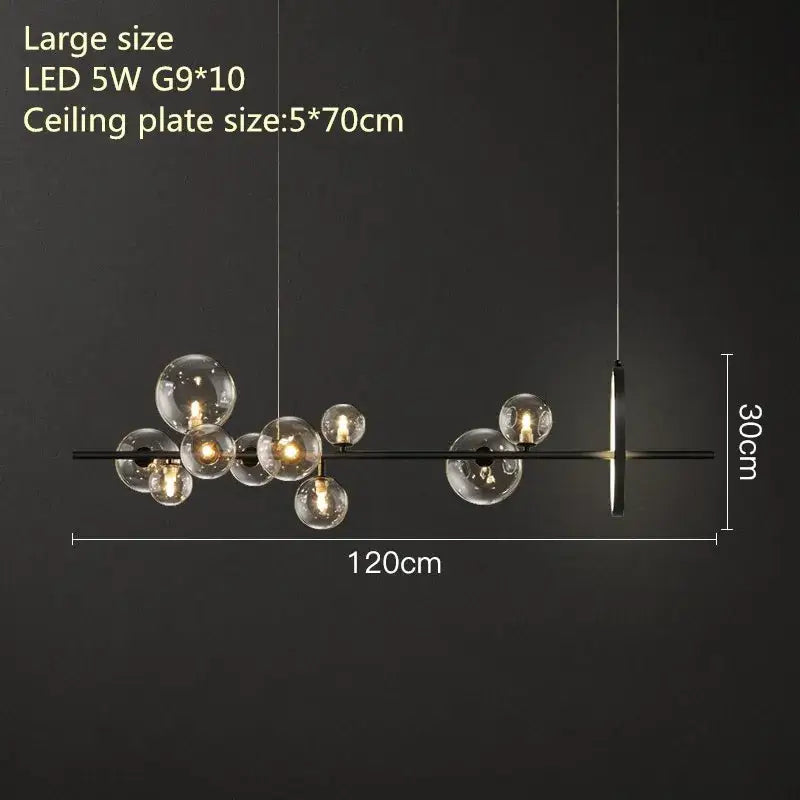 Black Glass Ring Chandelier with Bubble Accents