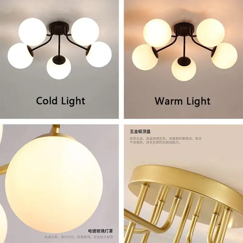 Gold Glass Bubble Ceiling Light