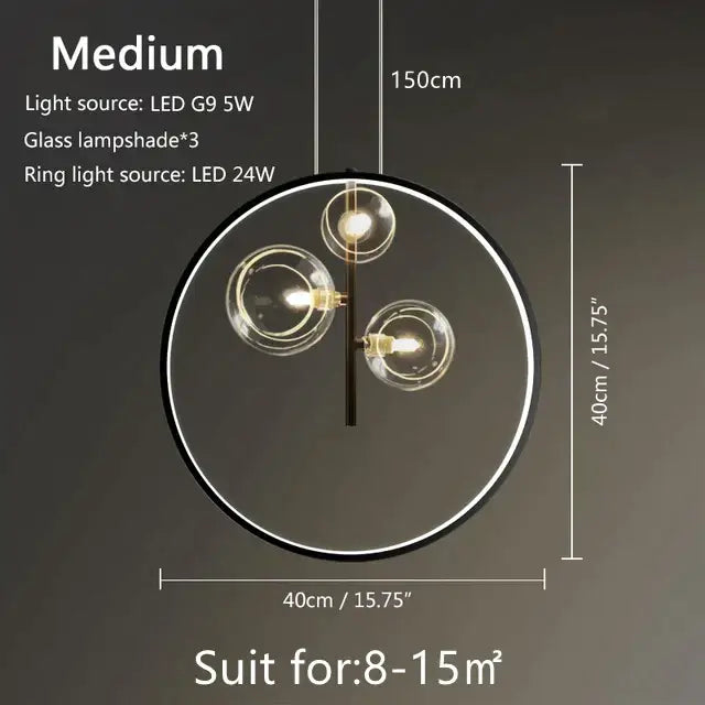 Black Glass Bubble Chandelier with Adjustable Height